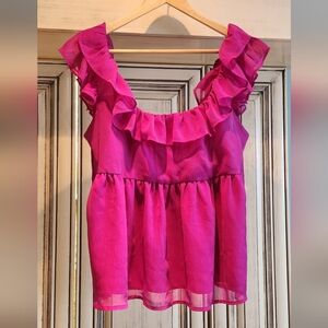 Banana Republic Pink Sleeveless Ruffle Top